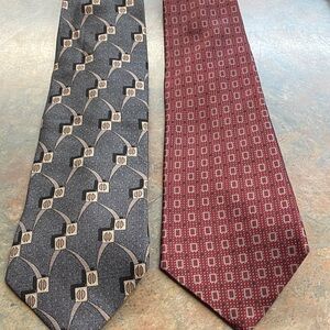 Stylish Geometric Ties Set - Gray and Red